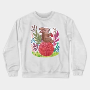 Rabbit Knitting on a ball of yarn Crewneck Sweatshirt